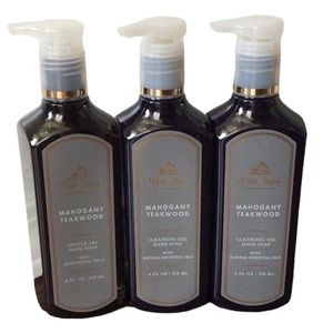 3 White Barn Bath & Body Works Mahogany Teakwood Cleansing Gel Hand Soap New